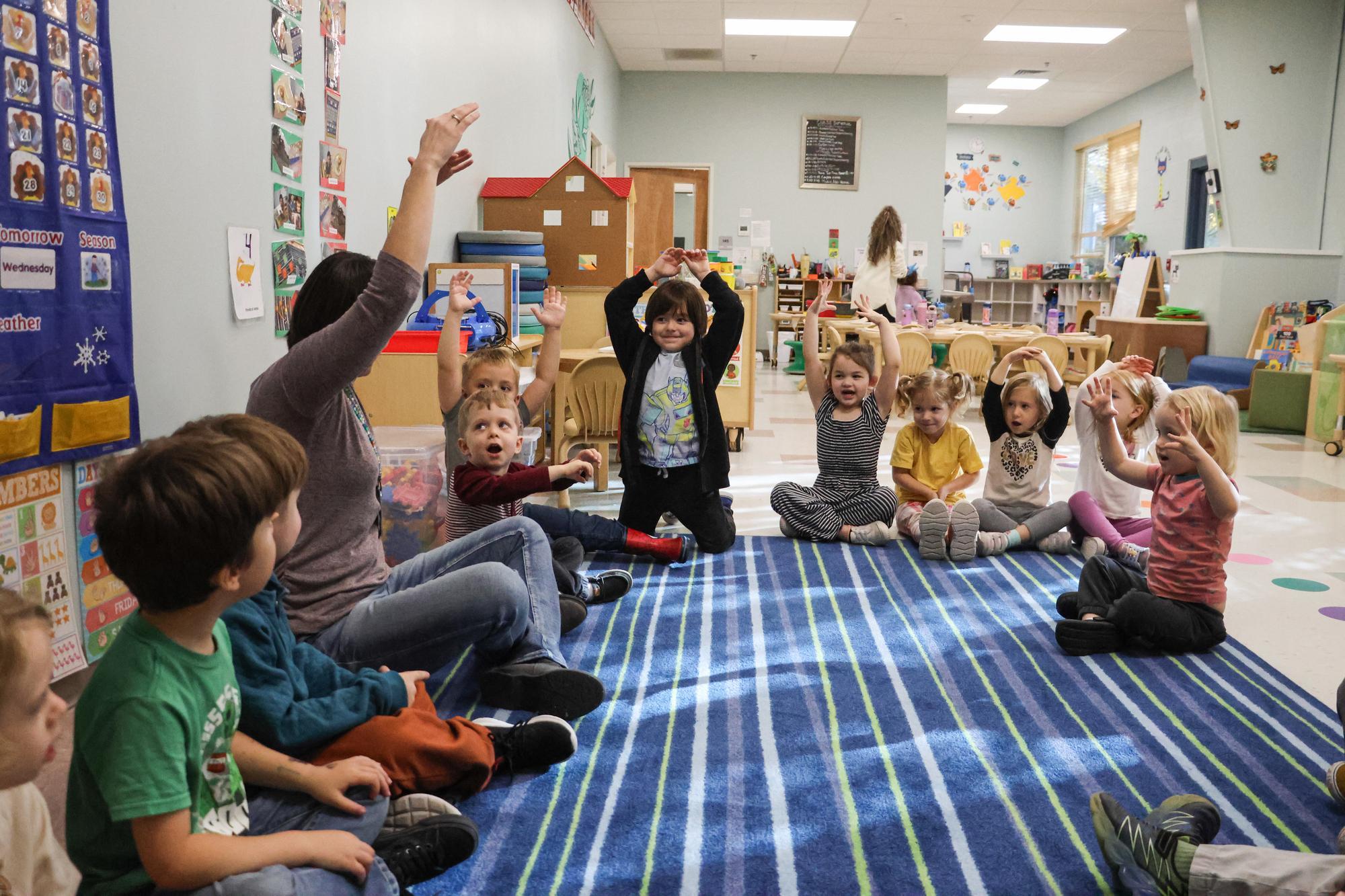 preschoolers in circle time