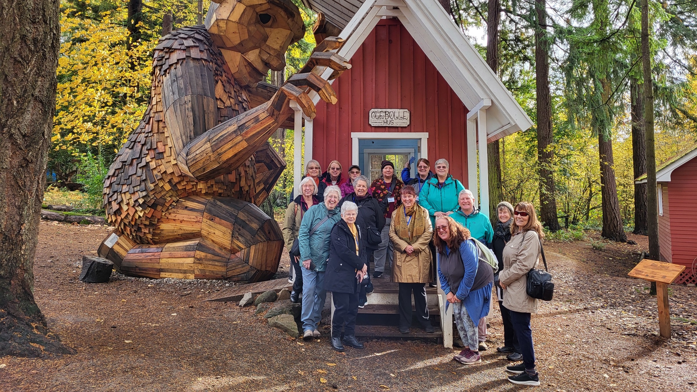 Participants pose on a Willamalane day trip to visit the Nordia House Cultural Center