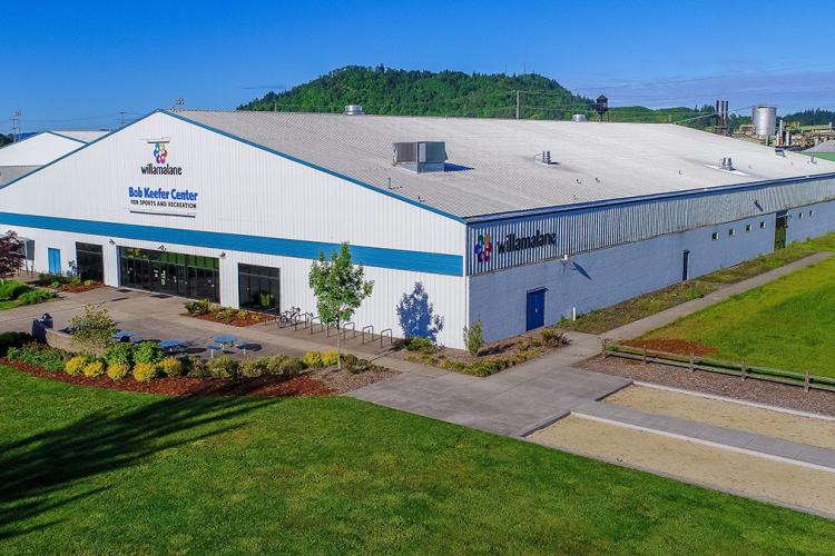 Exterior of Bob Keefer Center on a sunny day taken from above