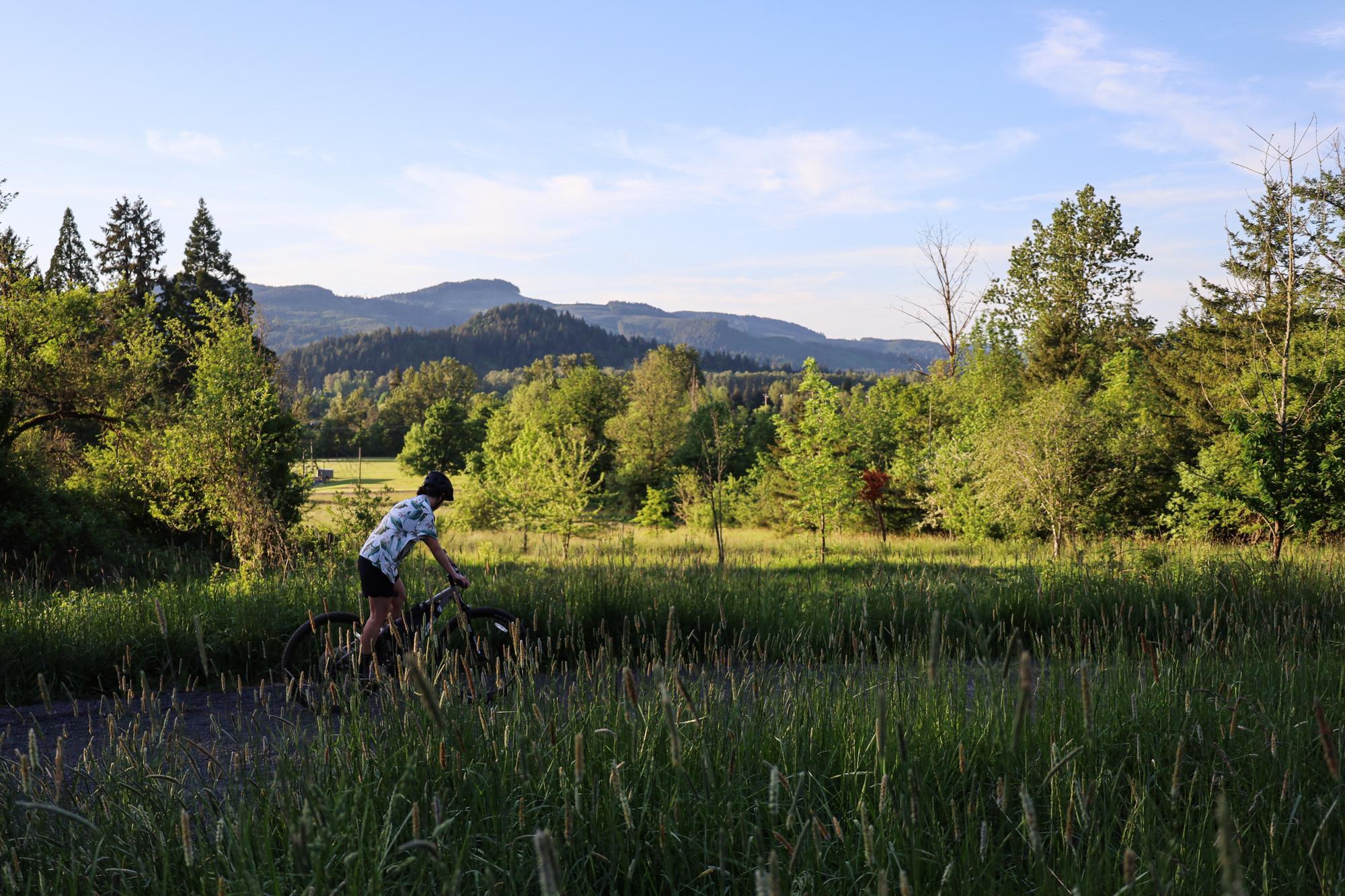 mountain biker at thurston hills natural area