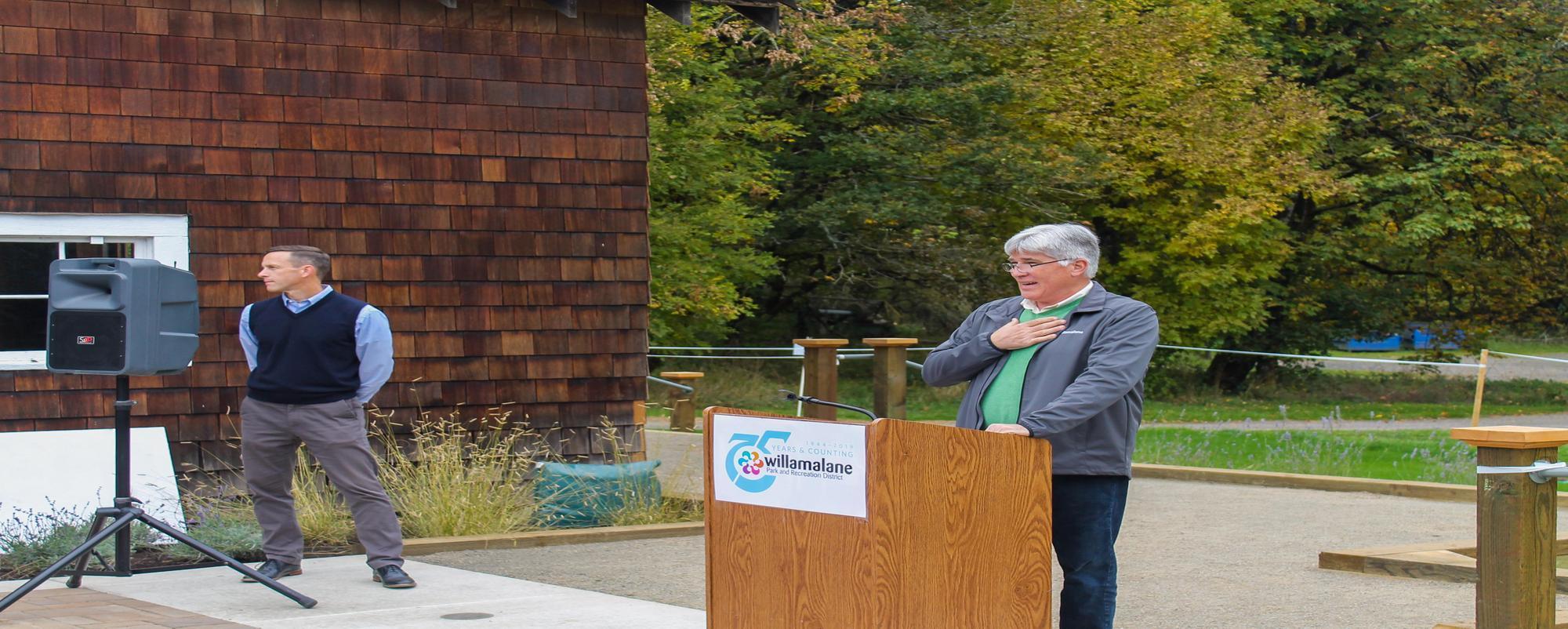 Willamalane Board Member Greg James makes Speech