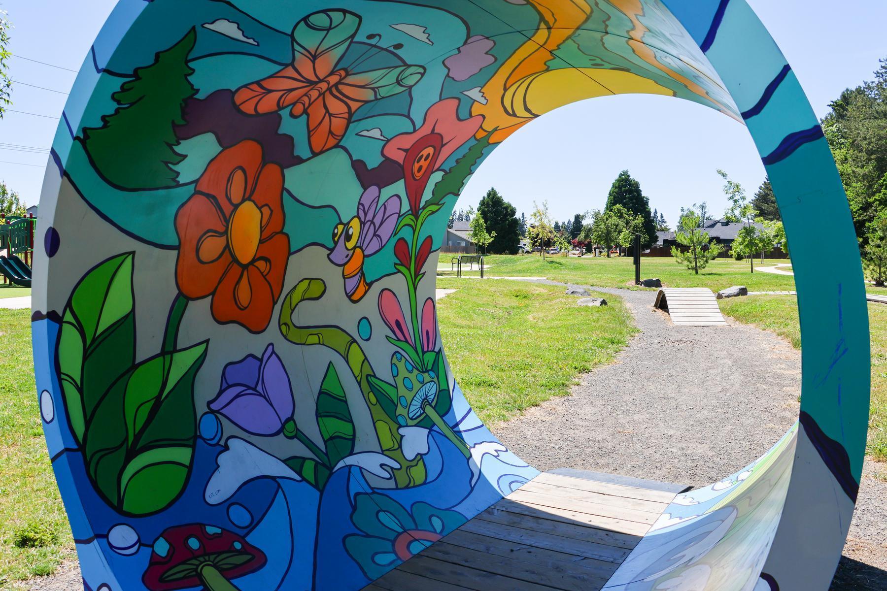 painted tunnel on a bike course