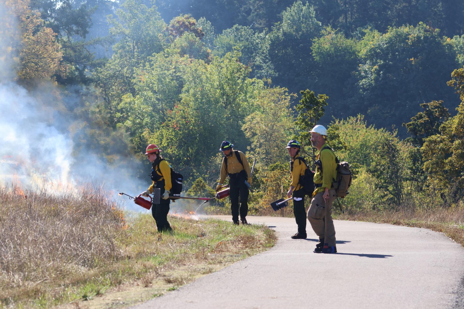Fire personnel on site during an ecolocigal burn