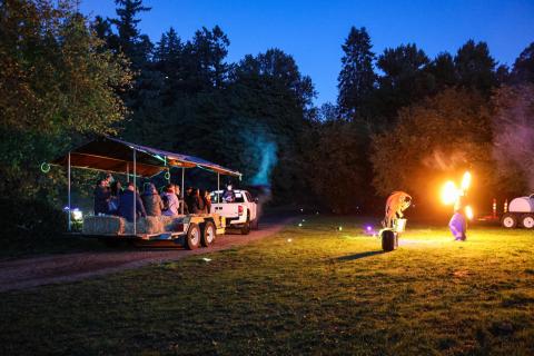 dorris ranch at night during haunted hayride