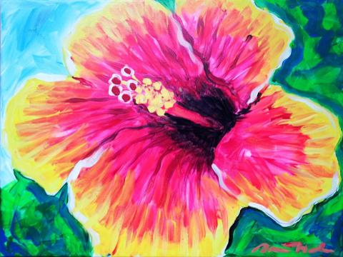 Acrylic painting of hibiscus flower